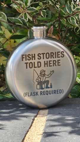 Fish stories told here (Flask Required) - Fishing 5oz Hipflask