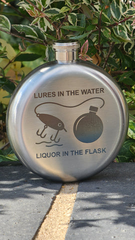 Lures in the water, Liquor in the flask - Fishing 5oz Hipflask