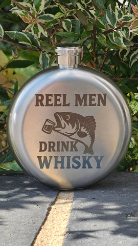 Reel Men Drink Whisky - Fishing 5oz Hipflask