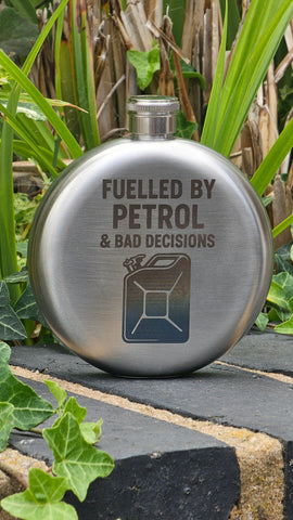 Fuelled by petrol & bad decisions - Motorcycle and Car 5oz Hipflask